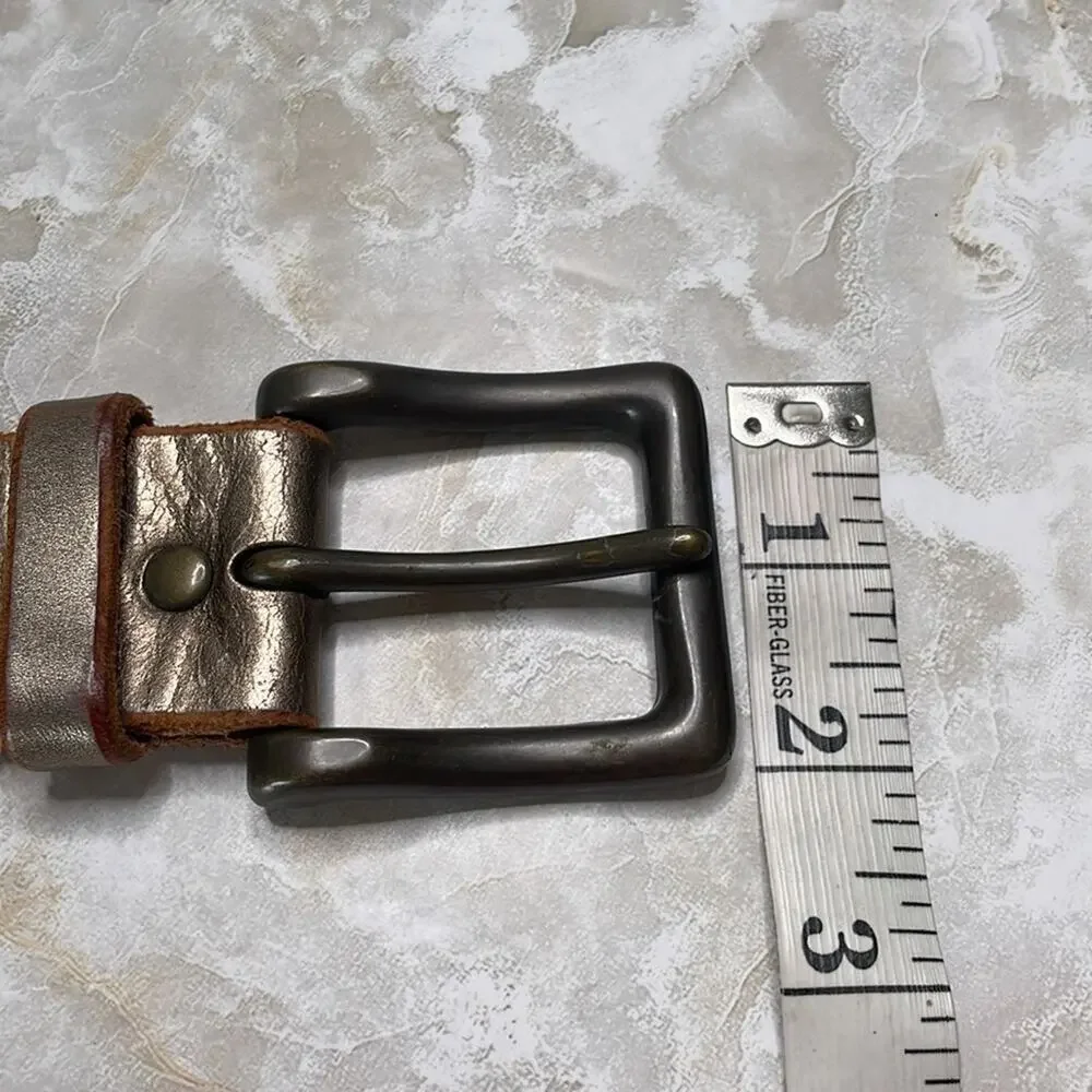 Fossil dye cut metallic leather boho belt
